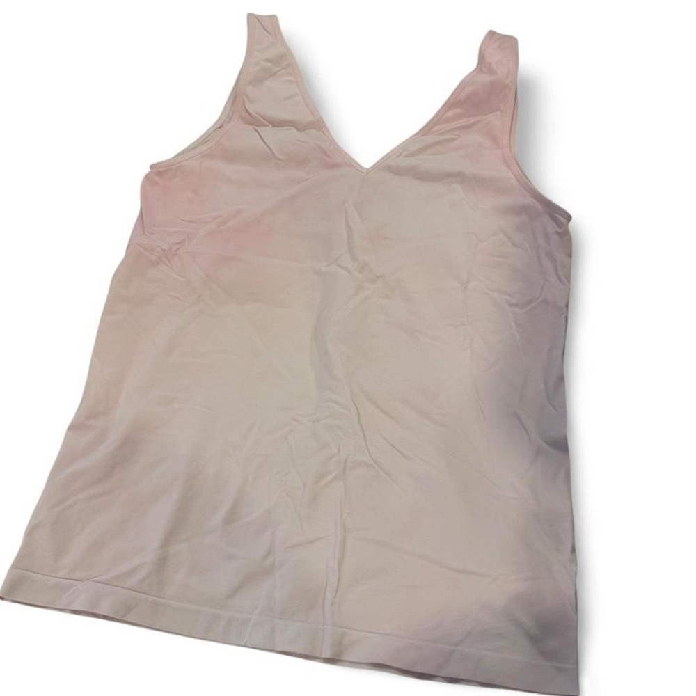 Womens Seamless V-Neck Tank Top Pink Stretch Layering Camisole Large